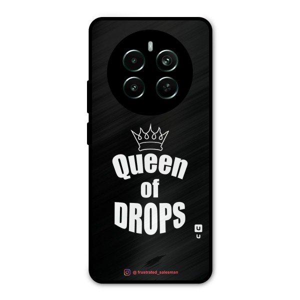 Queen of Drops Black Metal Back Case for Realme 12 Plus