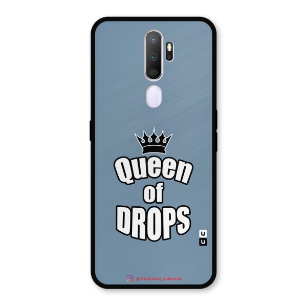 Queen of Drops SteelBlue Metal Back Case for Oppo A9 (2020)