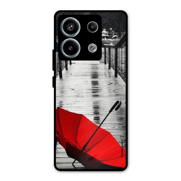 Rainy Red Umbrella Metal Back Case for Redmi Note 13 Pro 5G