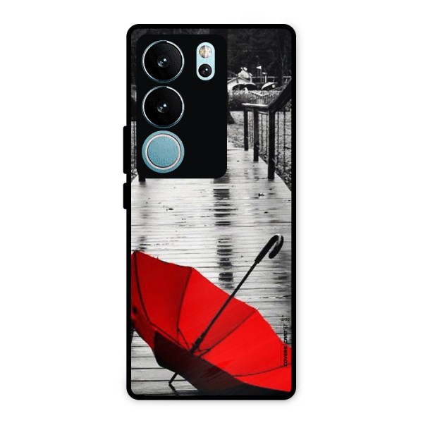 Rainy Red Umbrella Metal Back Case for Vivo V29 Pro