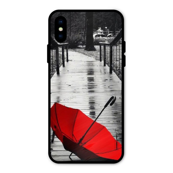 Rainy Red Umbrella Metal Back Case for iPhone X