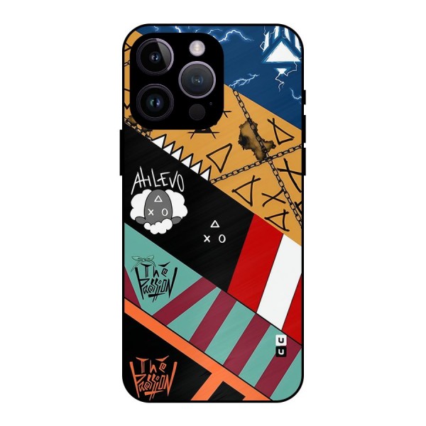 Random Abstracts Art Slant Stripes Metal Back Case for iPhone 14 Pro Max