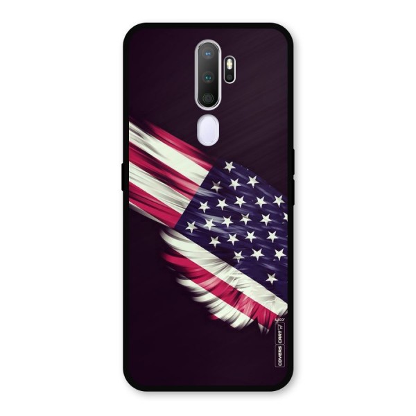 Red And White Stripes Stars Metal Back Case for Oppo A9 (2020)