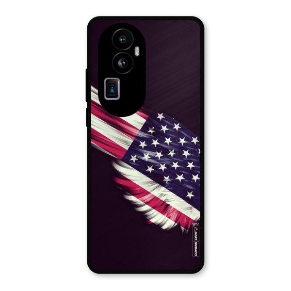 Red And White Stripes Stars Metal Back Case for Oppo Reno10 Pro Plus