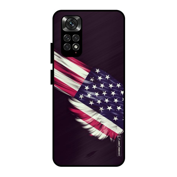 Red And White Stripes Stars Metal Back Case for Redmi Note 11 Pro