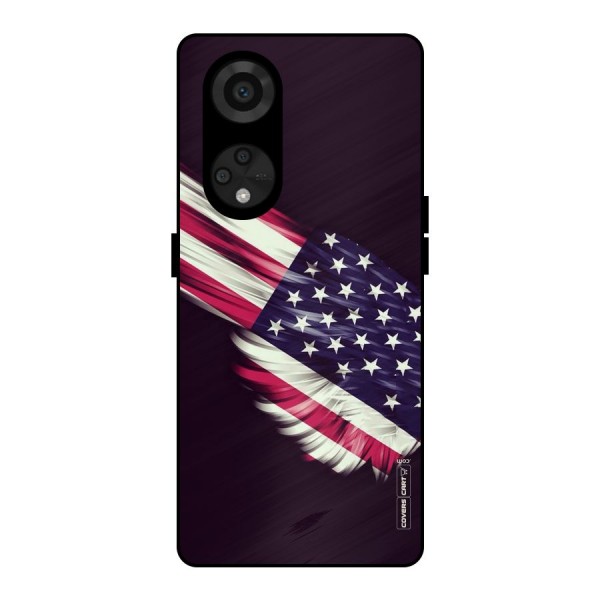 Red And White Stripes Stars Metal Back Case for Reno8 T 5G