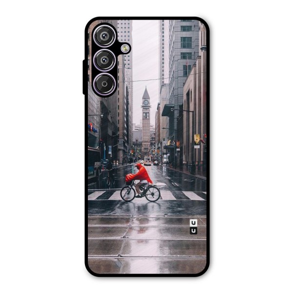 Red Bicycle Street Metal Back Case for Galaxy F15