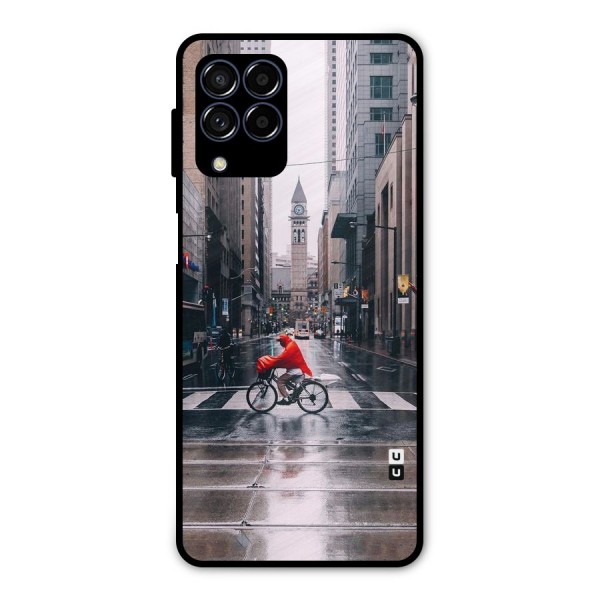 Red Bicycle Street Metal Back Case for Galaxy M53 5G