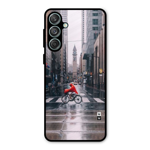 Red Bicycle Street Metal Back Case for Galaxy M55 5G