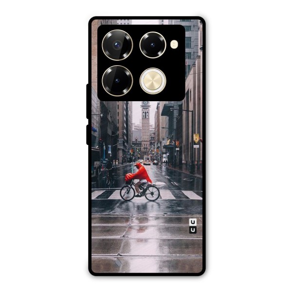 Red Bicycle Street Metal Back Case for Infinix Note 40 Pro
