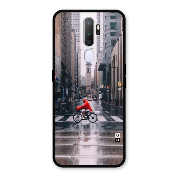 Red Bicycle Street Metal Back Case for Oppo A9 (2020)