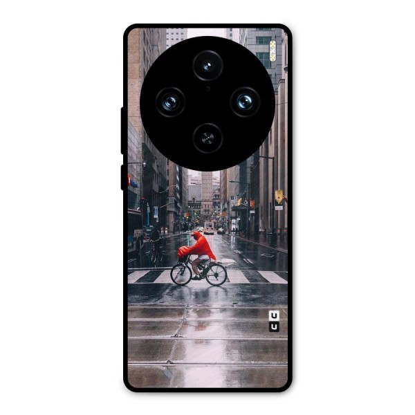 Red Bicycle Street Metal Back Case for Vivo X100 Pro
