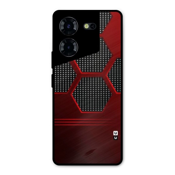 Red Black Hexagons Metal Back Case for Tecno Pova 5 Pro 5G