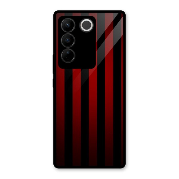 Red Black Stripes Glass Back Case for Vivo V27