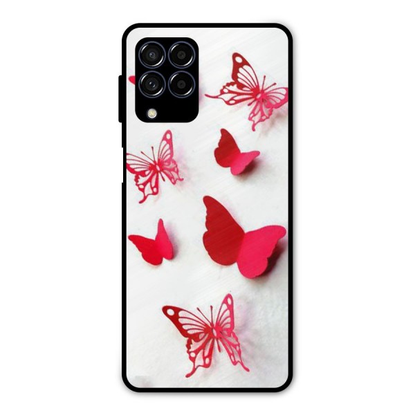 Red Butterflies Metal Back Case for Galaxy M53 5G