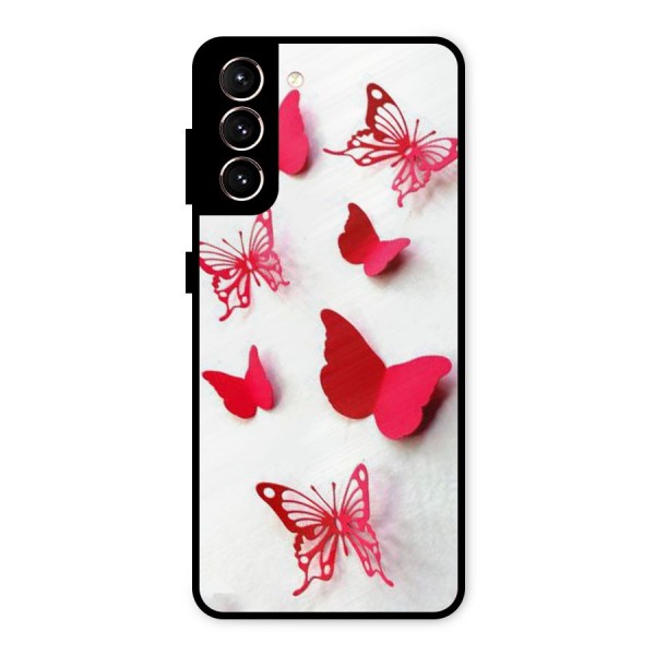Red Butterflies Metal Back Case for Galaxy S21 5G