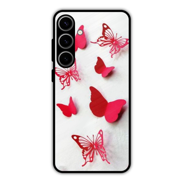 Red Butterflies Metal Back Case for Galaxy S24 Plus