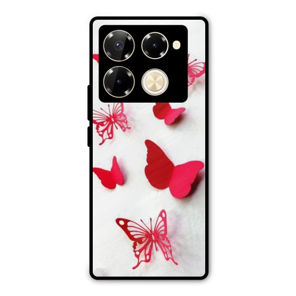 Red Butterflies Metal Back Case for Infinix Note 40 Pro