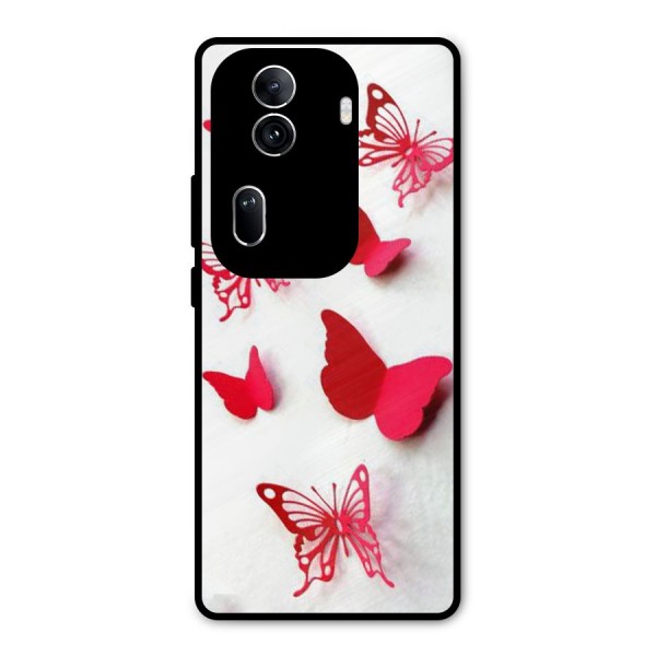Red Butterflies Metal Back Case for Oppo Reno11 Pro 5G