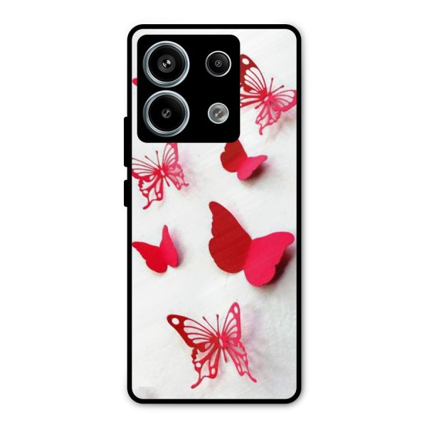 Red Butterflies Metal Back Case for Redmi Note 13 Pro 5G