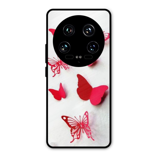 Red Butterflies Metal Back Case for Xiaomi 14 Ultra