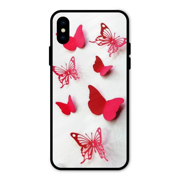 Red Butterflies Metal Back Case for iPhone X