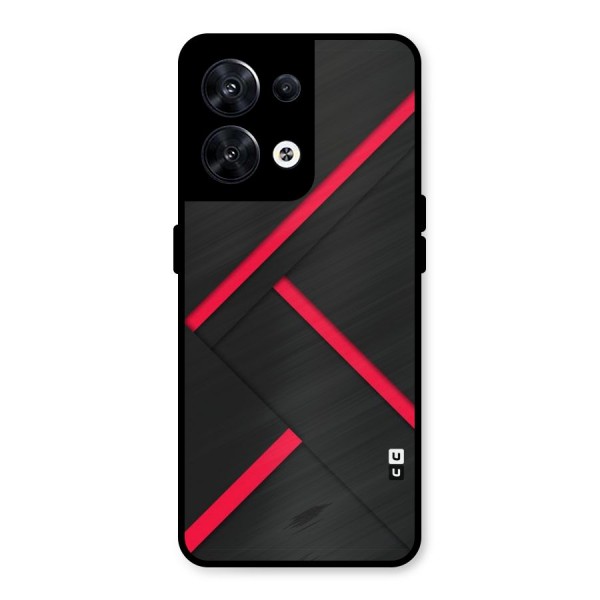 Red Disort Stripes Metal Back Case for Oppo Reno8 5G