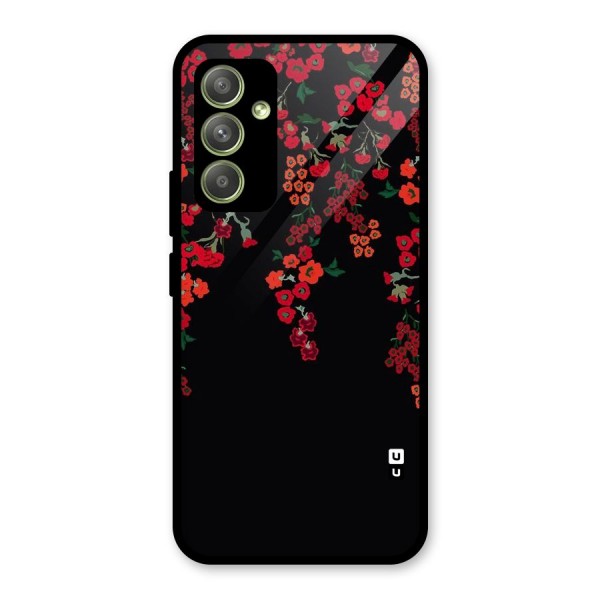 Red Floral Pattern Glass Back Case for Galaxy A54