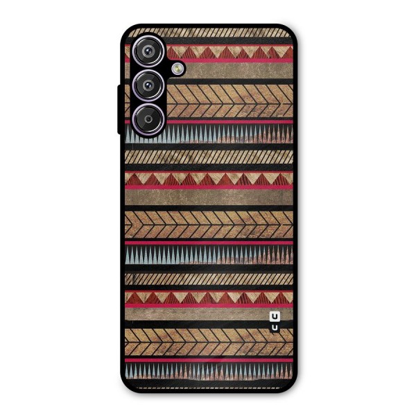 Red Indie Pattern Metal Back Case for Galaxy F15