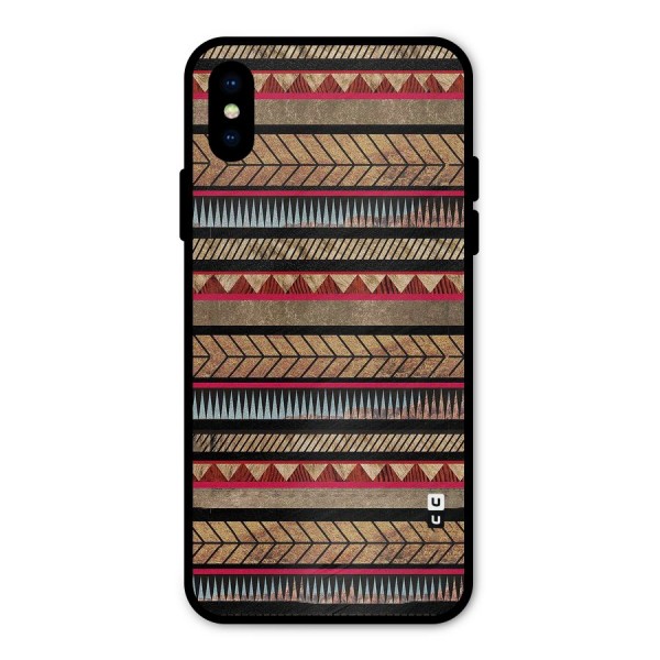 Red Indie Pattern Metal Back Case for iPhone X
