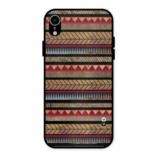 Red Indie Pattern Metal Back Case for iPhone XR