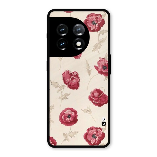 Red Rose Floral Art Metal Back Case for OnePlus 11