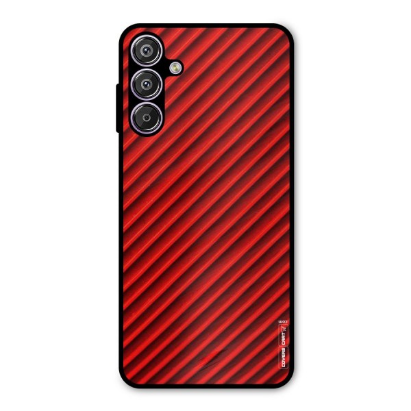 Red Rugged Stripes Metal Back Case for Galaxy F15