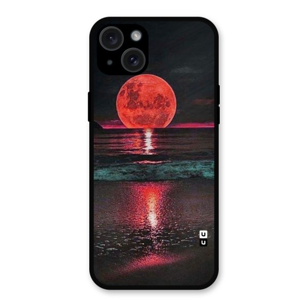 Red Sun Ocean Metal Back Case for iPhone 15 Plus