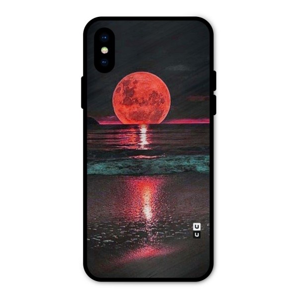 Red Sun Ocean Metal Back Case for iPhone X