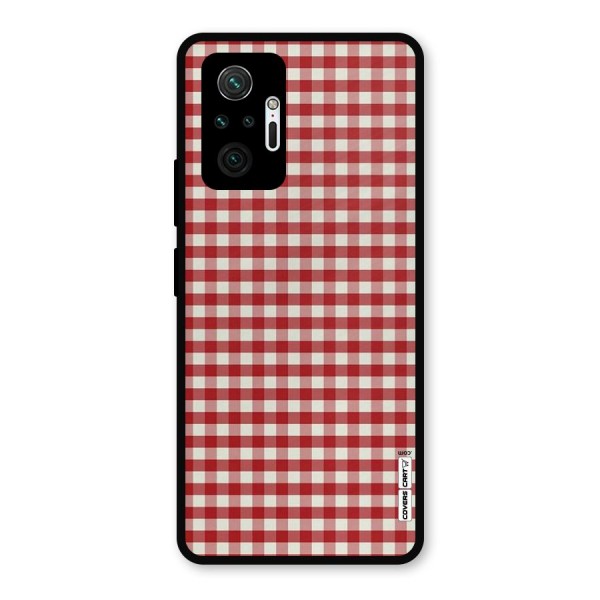 Red White Check Metal Back Case for Redmi Note 10 Pro