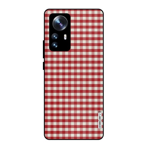 Red White Check Metal Back Case for Xiaomi 12 Pro