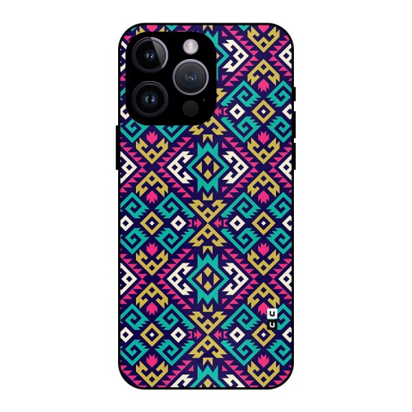Retro Geometric Pattern Metal Back Case for iPhone 14 Pro Max