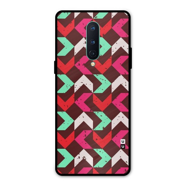 Retro Red Pink Pattern Metal Back Case for OnePlus 8