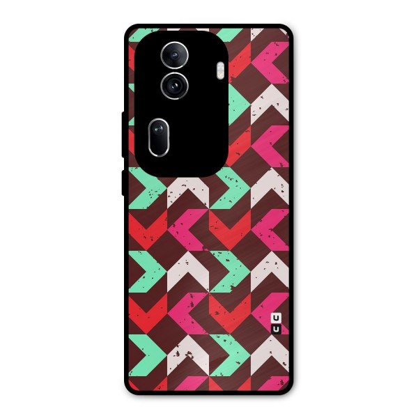 Retro Red Pink Pattern Metal Back Case for Oppo Reno11 Pro 5G