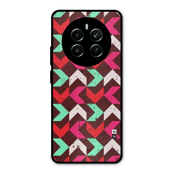 Retro Red Pink Pattern Metal Back Case for Realme 12 Plus