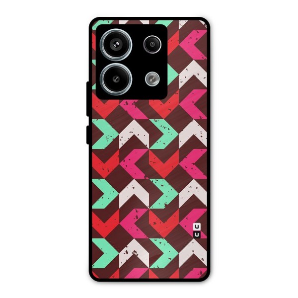 Retro Red Pink Pattern Metal Back Case for Redmi Note 13 Pro 5G