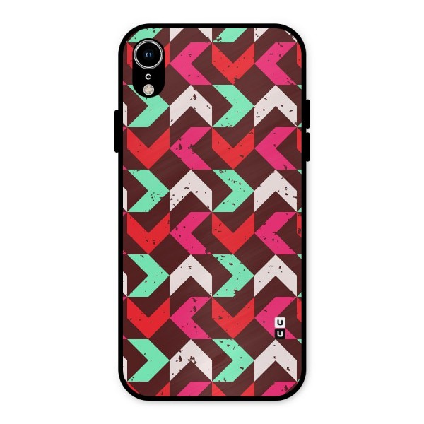 Retro Red Pink Pattern Metal Back Case for iPhone XR