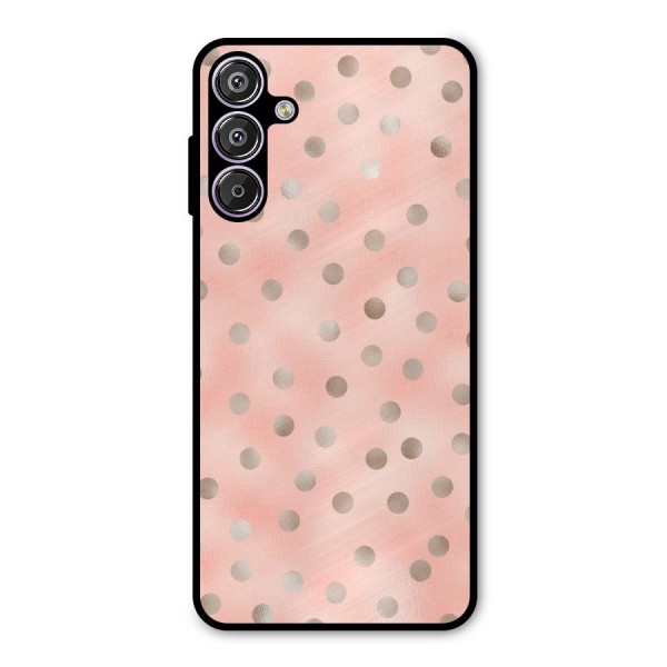 RoseGold Polka Dots Metal Back Case for Galaxy M15