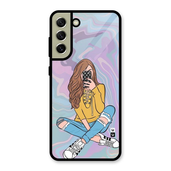Selfie Girl Illustration Metal Back Case for Galaxy S21 FE 5G (2023)