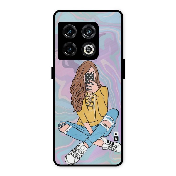 Selfie Girl Illustration Metal Back Case for OnePlus 10 Pro 5G