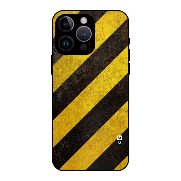 Shaded Yellow Stripes Metal Back Case for iPhone 14 Pro Max