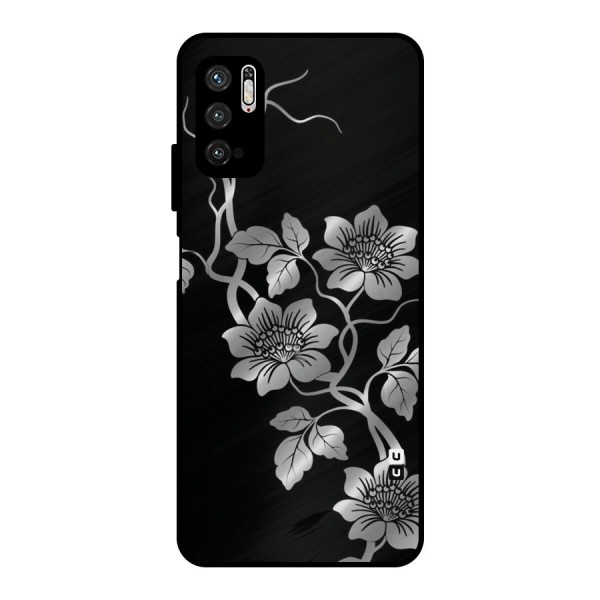 Silver Grey Flowers Metal Back Case for Poco M3 Pro 5G