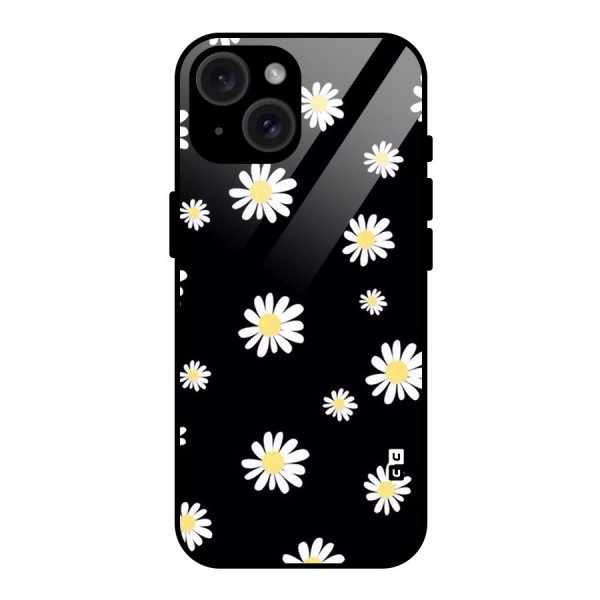 Simple Sunflowers Pattern Glass Back Case for iPhone 15