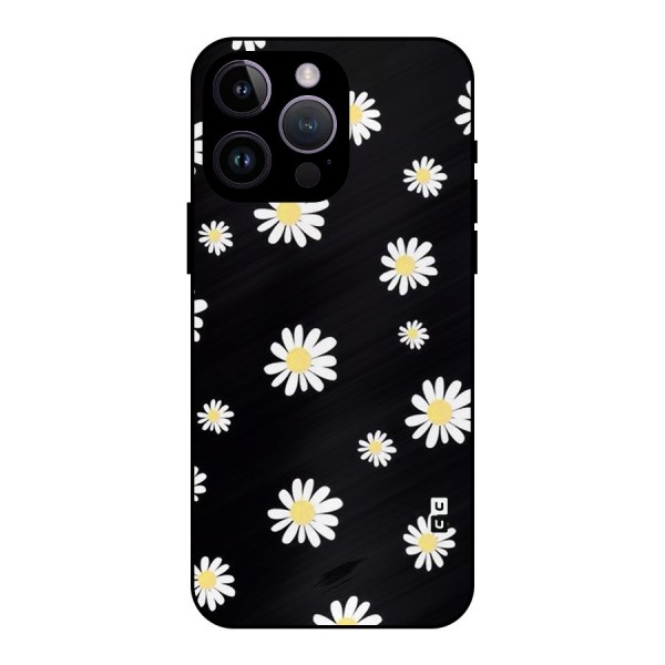 Simple Sunflowers Pattern Metal Back Case for iPhone 14 Pro Max
